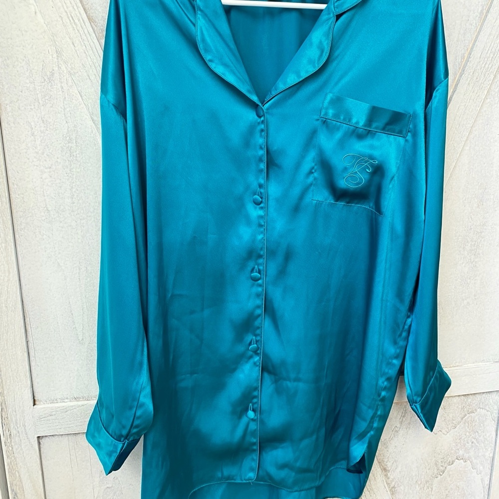 Vintage Victoria’s Secret Satin Nightgown Sleep Shirt Women’s Size Medium Blue - Picture 7 of 7